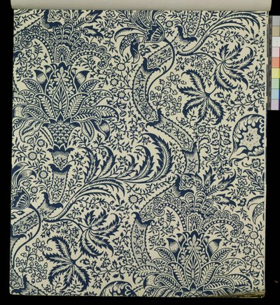 Wallpaper with Navy Blue Seaweed Style Design by William Morris